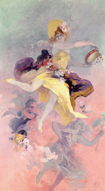 Dancer with a Basque Tambourine by Jules Cheret